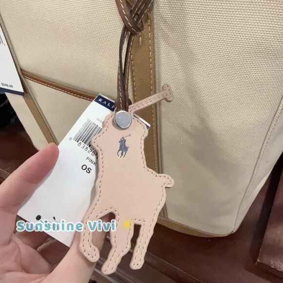 NWT POLO RALPH LAUREN Leather Charm Bag Charm Medium Ballet Pink - Picture 4 of 4